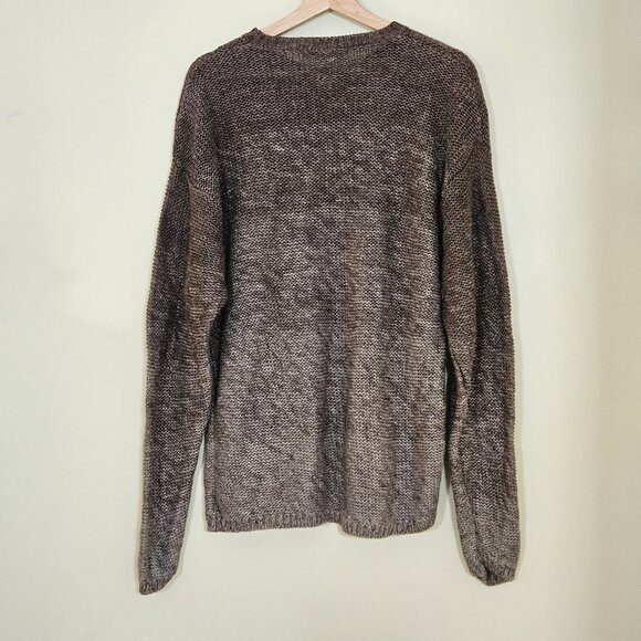 Banana Republic Linen Sweater Mens M Brown Ombre LS Crewneck Sustainable Neutral - Picture 2 of 14